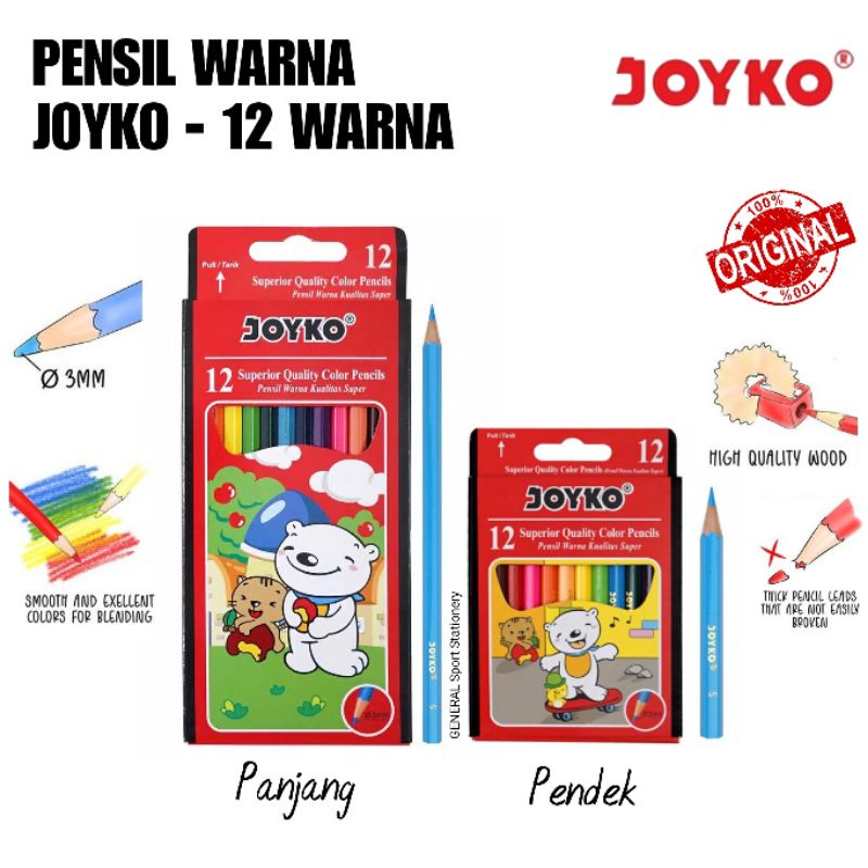 

Pensil Warna Pendek 12 Warna JOYKO