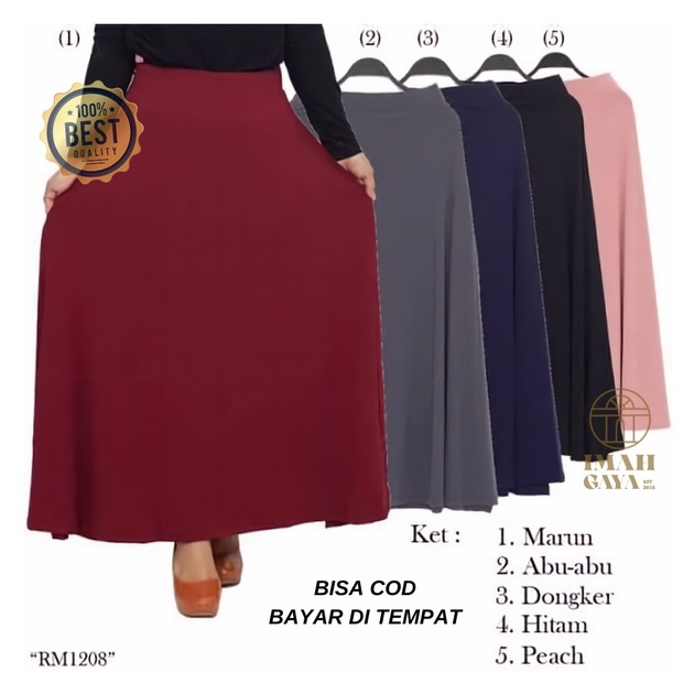 Rok Panjang Jersey Wanita Dewasa Jumbo Panjang Polos Spandek Jersey High Quality Rok Panjang