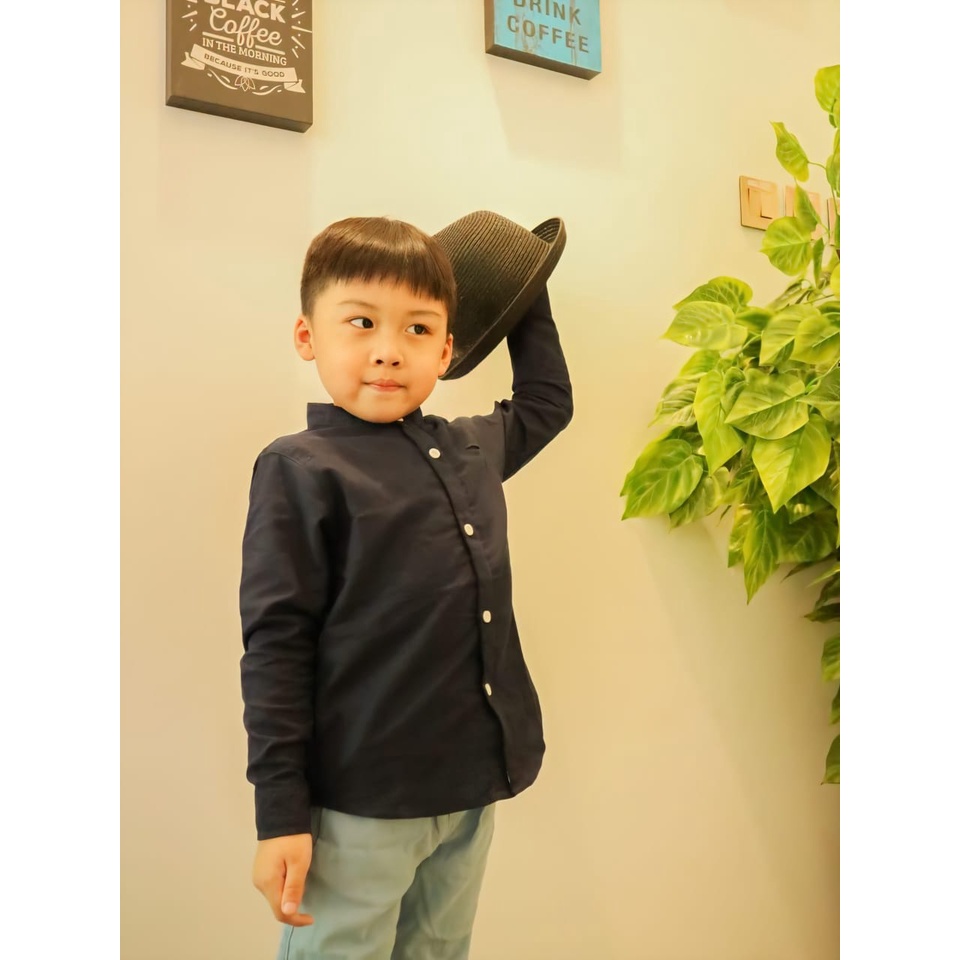 Yobebee II Kemeja Linen Anak Laki Laki Tangan Panjang Usia 7 8 9 10 12 Tahun Baju Atasan Usia Anak Tanggung Remaja Kids Polos Model Casual Formal Koko Chiangi Shirt Couple Kembaran Anak Cowok dan Ayah