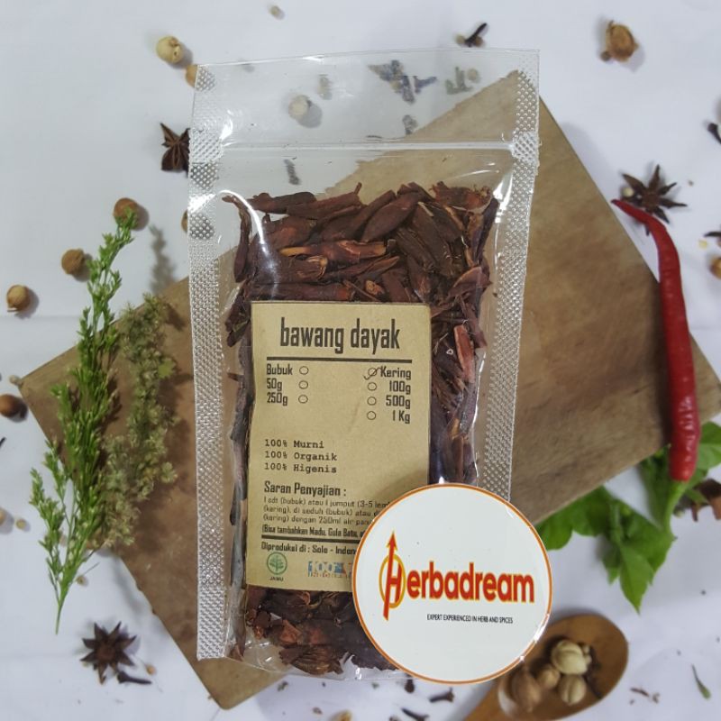 

100 GRAM BAWANG DAYAK BERLIAN SAYUP SIYEM BRAMBANG MERAH HUTAN SABRANG ELEUTHERINE BULBOSA CONG TEARS OF VIRGIN DRIED SIMPLISIA KERING