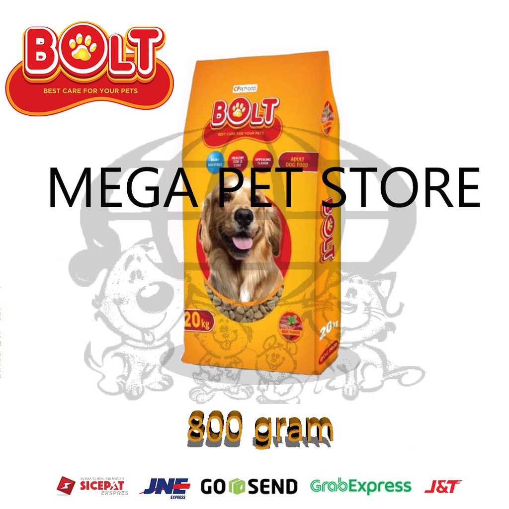 Bolt Dog Beef segi tiga Makanan Anjing Dog Food Repack 800 gr