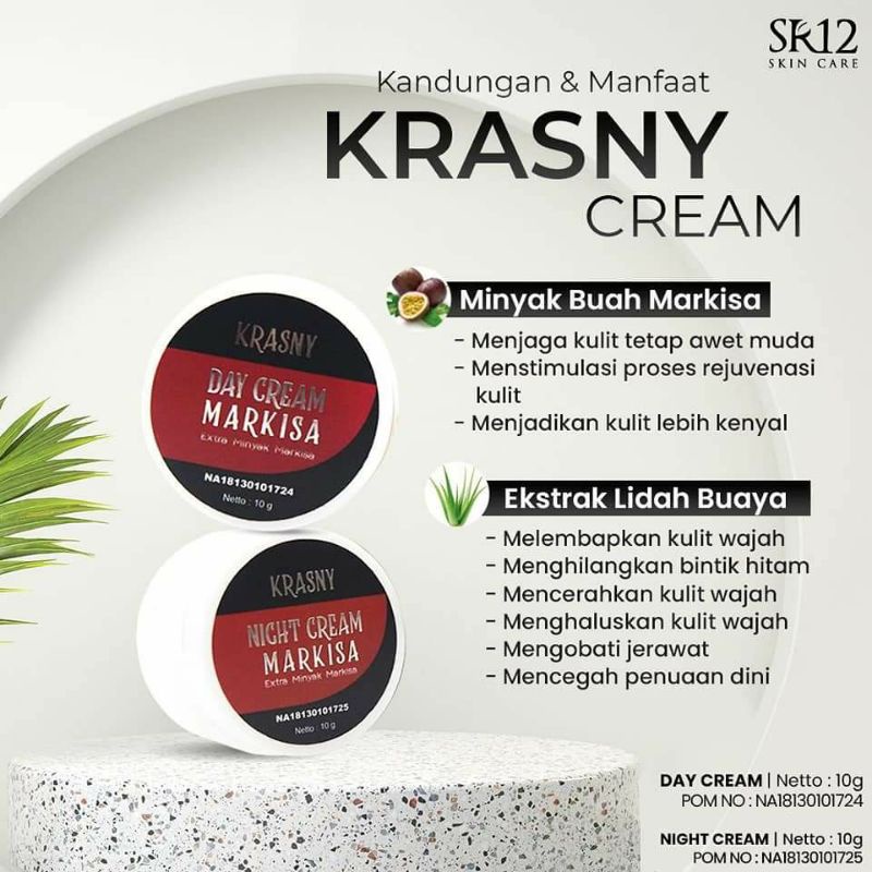 PAKET SIANG MALAM KRASNY CREAM SR12 UNTUK KULIT KUSAM / KERING