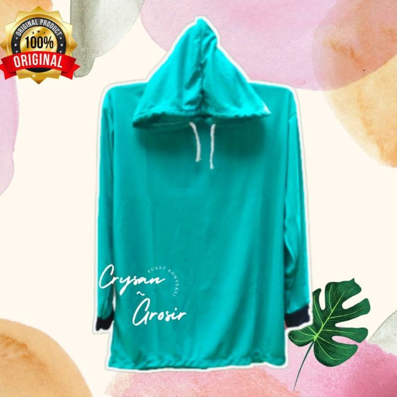 Baju Atasan Kaos Kerja Lapangan Hoodie Hitam Polos Petani Kupluk Kaos Hodie Tani Katun Lengan Panjang Pria  Cowok Topi Premium Jumbo