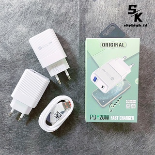 【CA007】[GROSIR/COD]Skyhigh Charger 65W Fast Charging Travel Adaptor Colokan USB+PD 2 Port QC3.0 Quick Charging