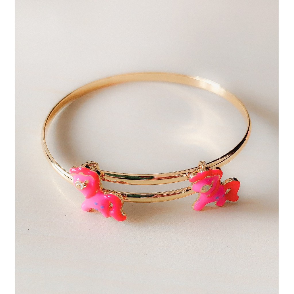 Gelang Anak Poni Pink Plat Gold