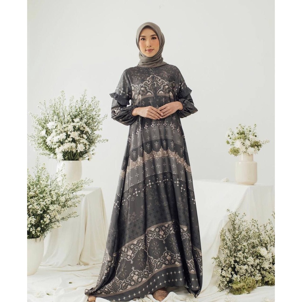 Gamis Kirani - Gamis Maxmara Lux Kombinasi Ceruty Premium Dress Wanita Party Dress Fashion Kekinian Muslim Kekinian LD 110 cm