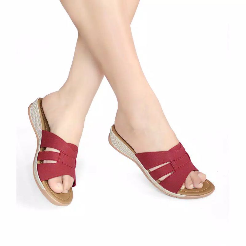 Sandal Sendal Wanita Slip on Slop / Selop Cewek Casual JPL07 / Sandal Wedges Wanita Murah