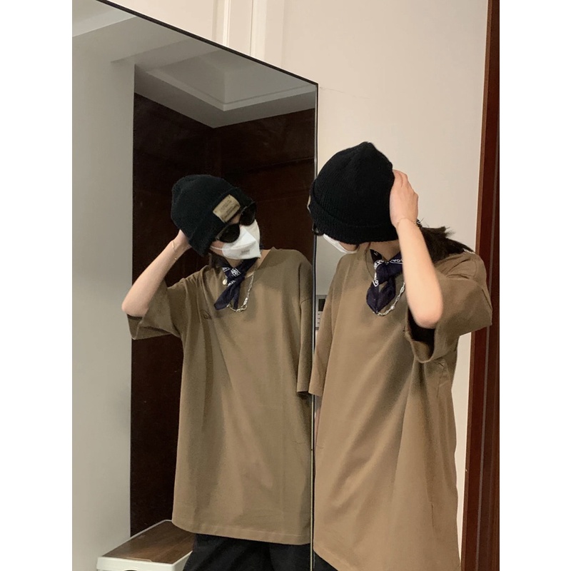 Premium brown new kekinian korean style couple oversize t shirts original (BONELES)