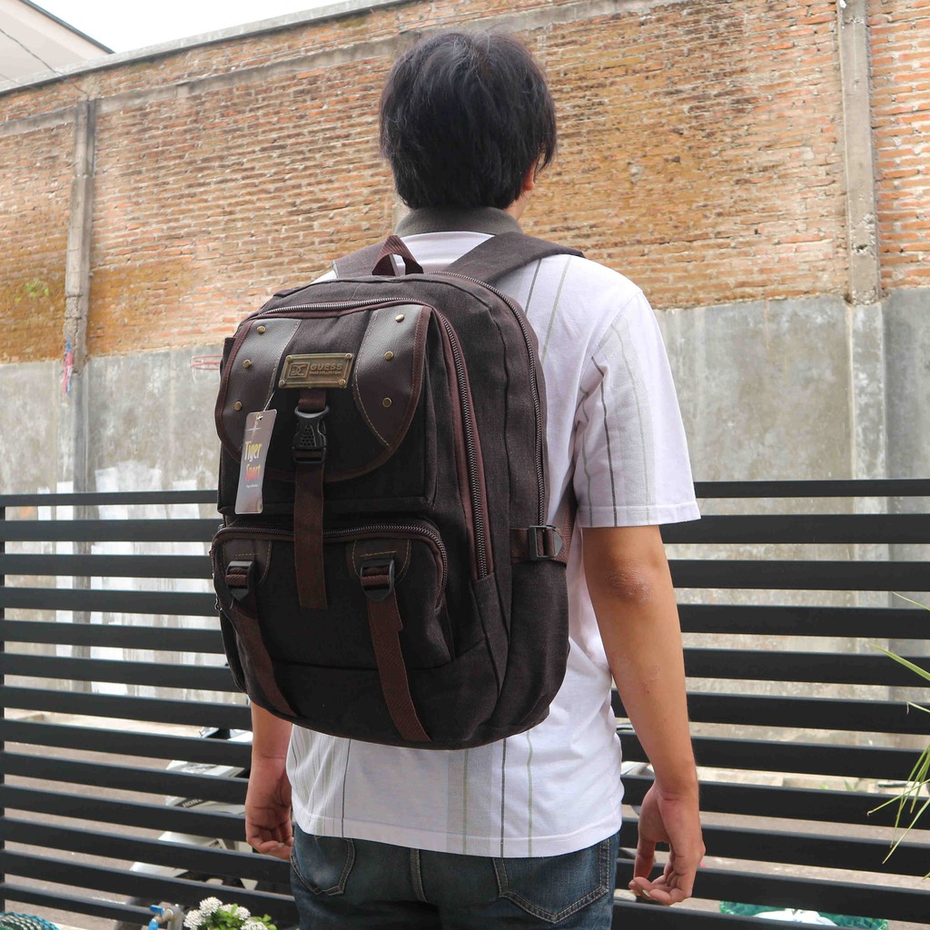 Jual Tas Punggung Ransel Adventure Keren Kuat Classic Elegan Termurah Canvas Distro Kanvas Guess