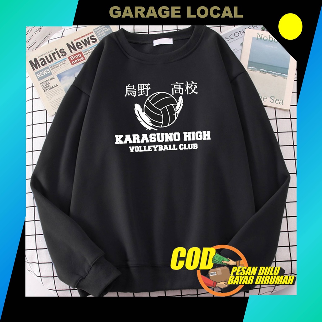 Sweater Crewneck Basic Anime  Haikyuu Karasuno High School CN Anime Pria Wanite Crawneck Karakter Co