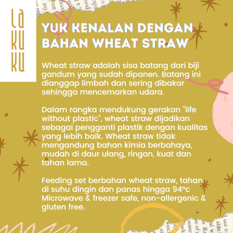 Lakuku - Feeding set 6 in 1 Crab Penguin wheat straw Peralatan Makan Anak Piring Gelas Mangkuk jerami gandum