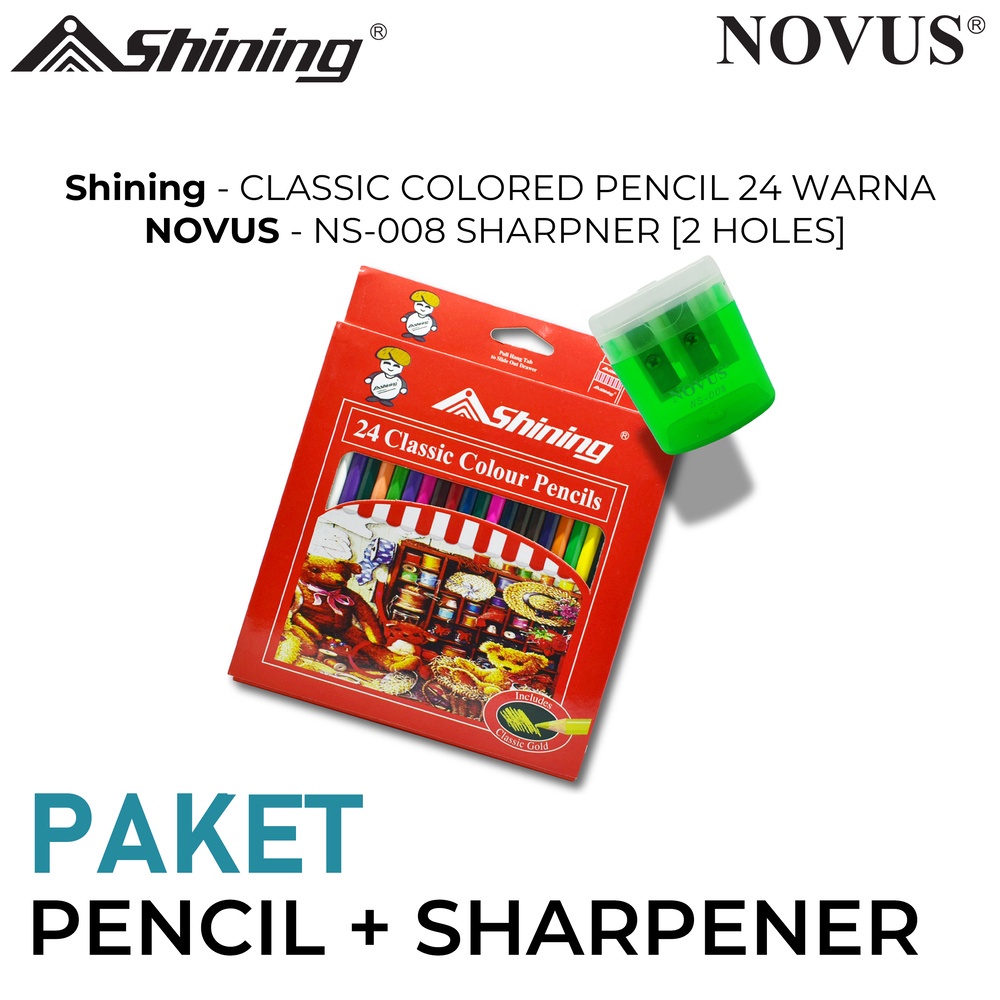 

Shining Pensil Warna 24 Warna BONUS Serutan 2 Lubang Novus