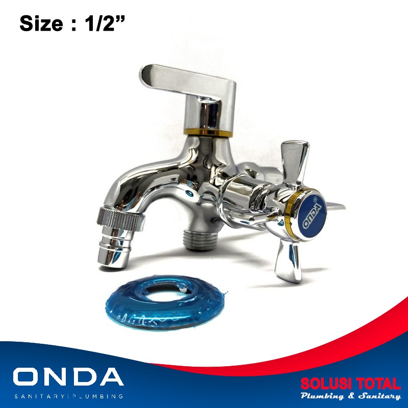 Keran Kran Shower Double / Dobel Cabang ONDA K 410 GKU 1/2" Kuningan