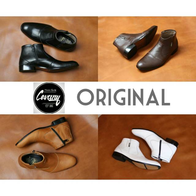 Sepatu Cevany Pantofel Zipper Resleting Formal Pria