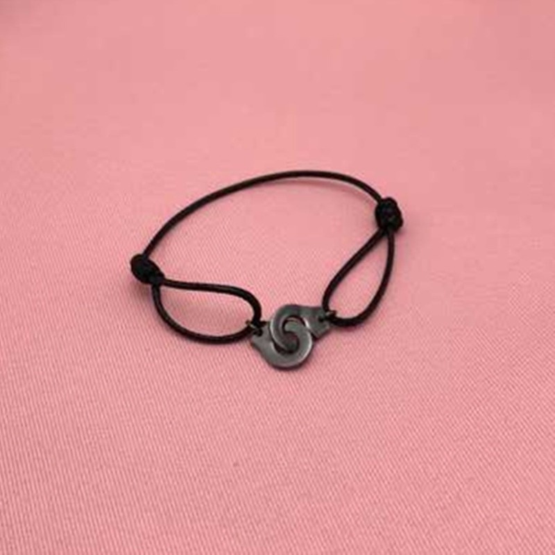 Pria Dan Wanita Sederhana Hitam Tali Kunci Hati Rantai Perhiasan Gelang Fashion Gelang Persahabatan