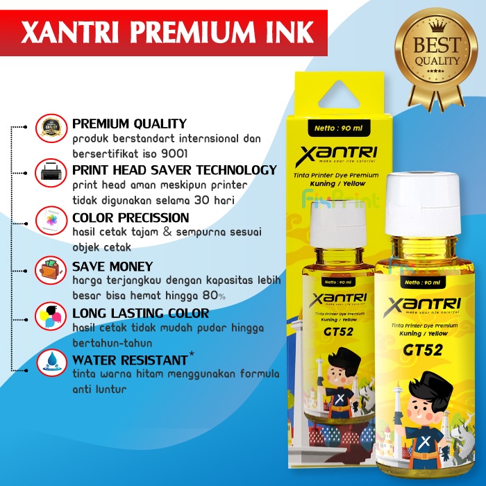 Tinta Premium Xantri GT53 GT51 Black GT52 Cyan Magenta Yellow Compatible Printer HP 115 315 415 515