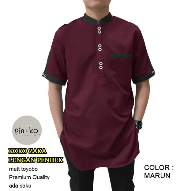 PIK - Koko Kurta Zaka Lengan Pendek S, M, L, XL, XXL, 3XL/ Baju Muslim Pria/ Baju Koko Pria Jumbo