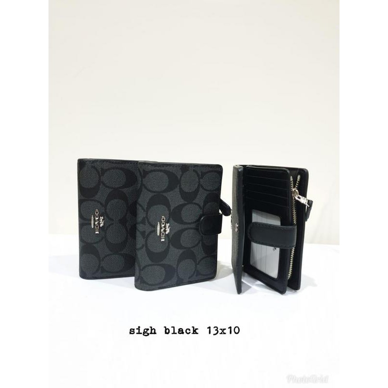 dompet coach original medium wallet signature black