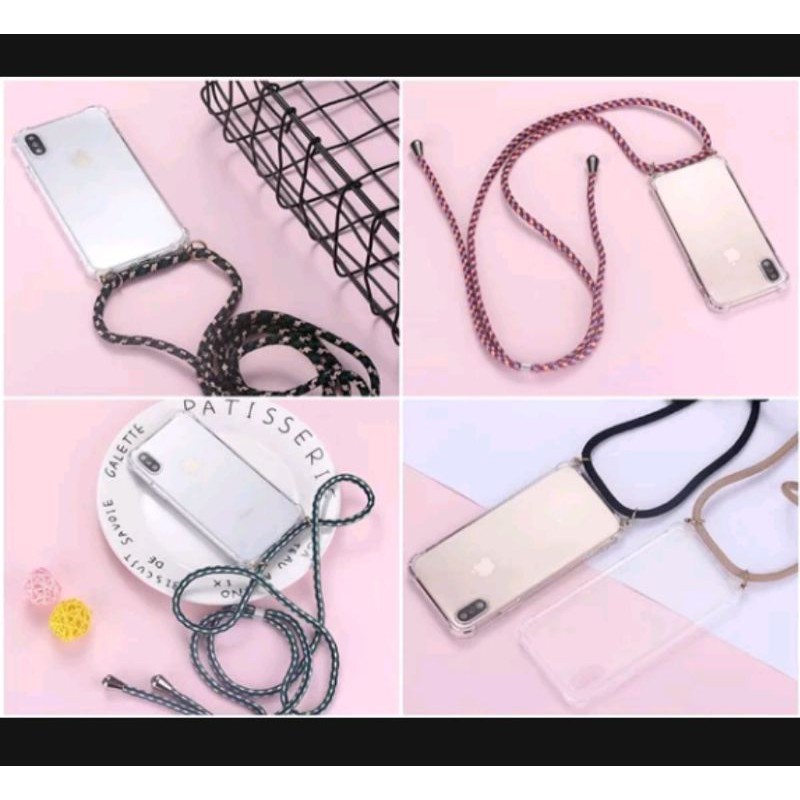 Iphone XR X R Silikon Case TPU Lunak Casing Lanyard Selempang Tali Kalung