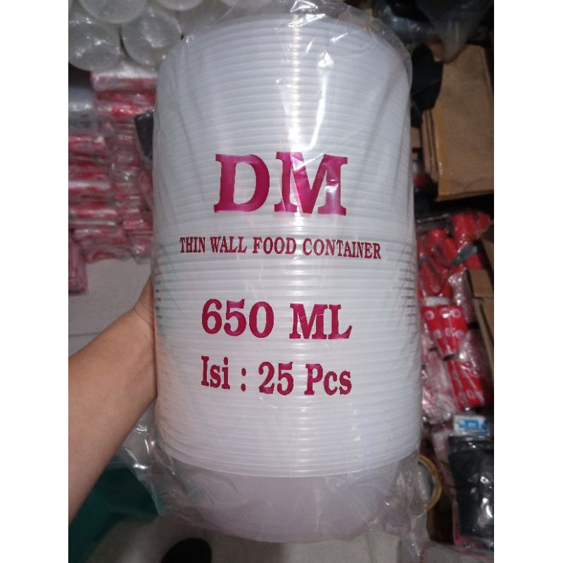 25 pcs Mangkok Bulat DM | Mangkok Plastik Bening Uk 650ml + tutup - Twinwall 650Ml bulat