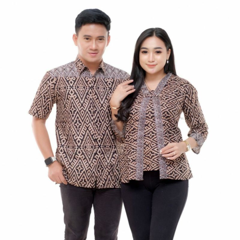[SIAP KIRIM] Mozaik Couple kemeja pria dan blouse wanita atasan batik lengan panjang Surabaya