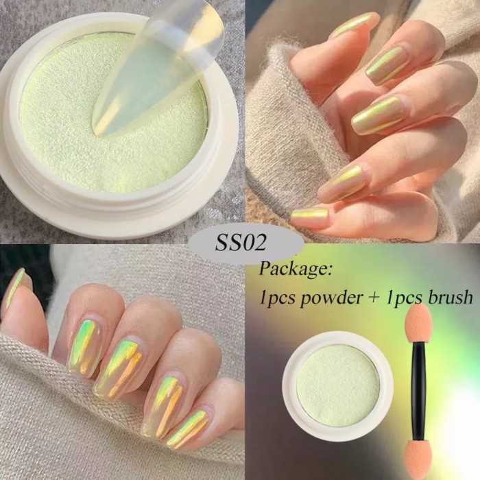 Sale Powder Aurora Nail Art Pigmen Bunglon Bubuk Gosok HGS0X-34