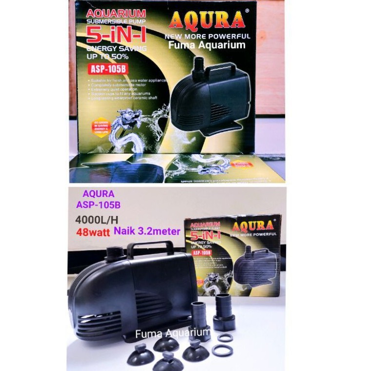 AQURA ASP-105B Pompa Air Aquarium Kolam Hidroponik power Head Submersible Pump Water Pump