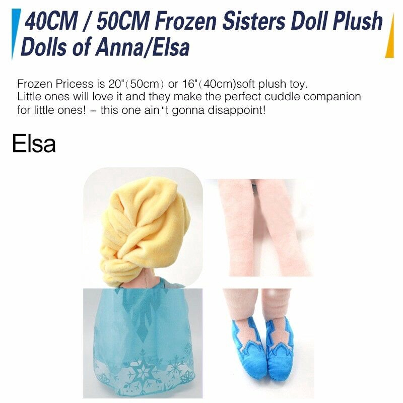 Boneka Frozen Princess Anna &amp; Elsa Lucu Bahan Plush untuk Hadiah