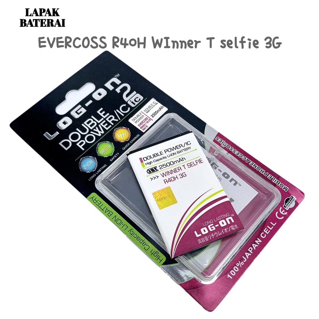 LOG - ON Evercoss R40H Winner T Selfie Baterai Double IC Protection Battery Batre