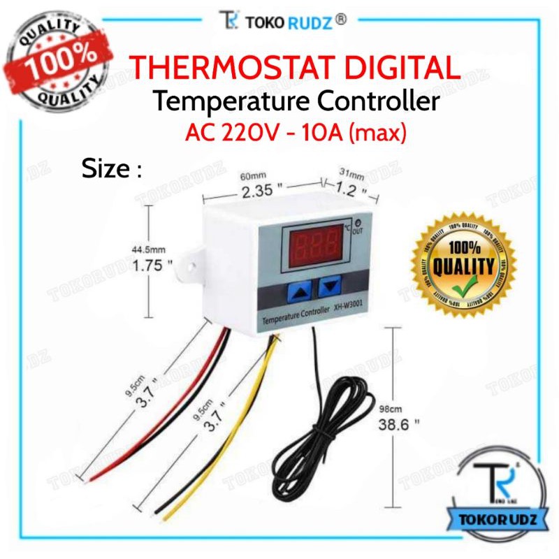 Thermostat Digital AC220V Termostat Alat Ukur Pengatur Suhu W3001