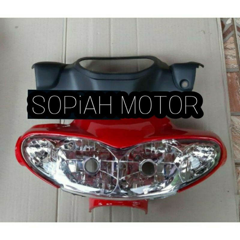 batok kepala depan belakang motor jupiter z lama warna merah plus reflektor lampu depan