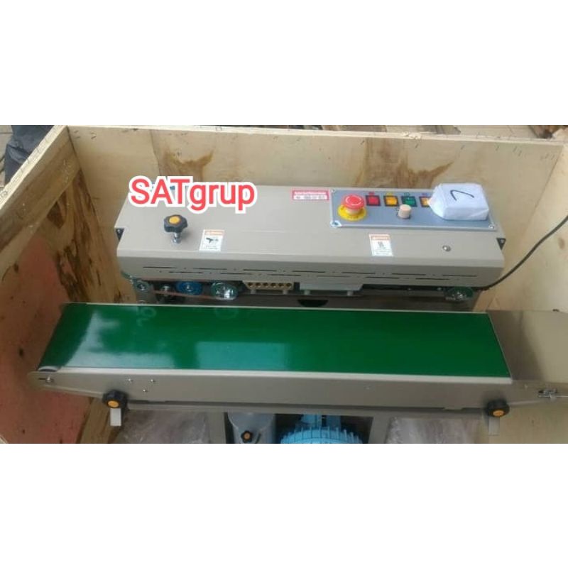 mesin continuous band sealer + angin DBF-1000 getra penyegel plastik dbf-1000