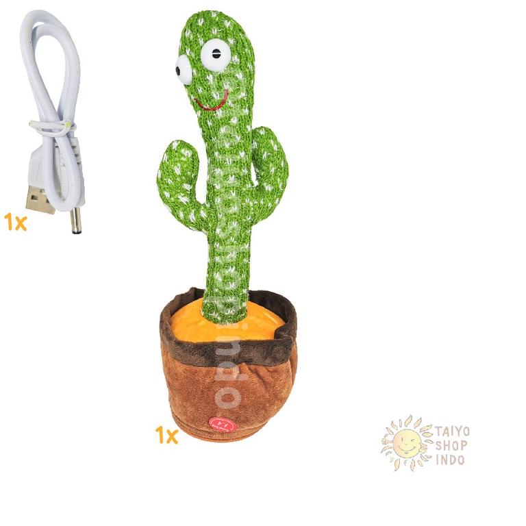 Mainan Anak Dancing Cactus USB BOX Kaktus Joged Musik Bicara Menari