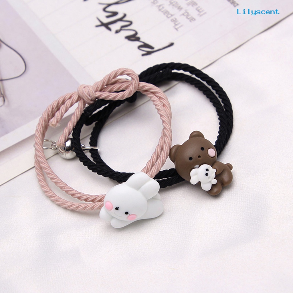 2pcs Gelang Pasangan Magnetik Motif Kartun Untuk Hari Valentine