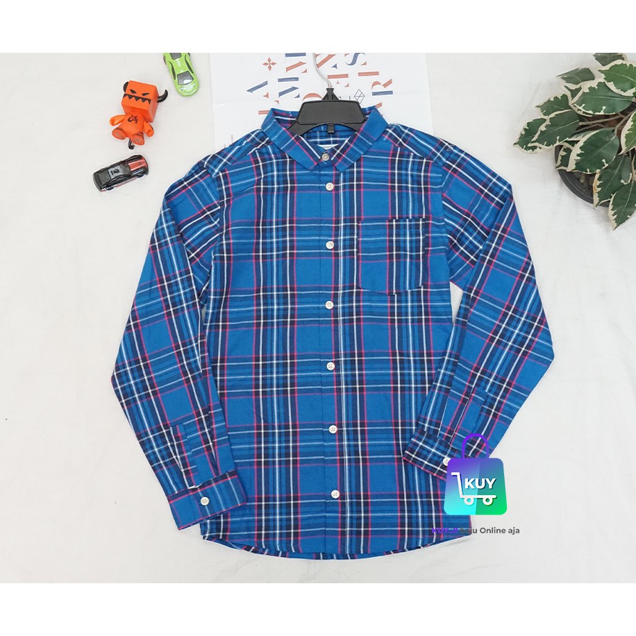 KEMEJA ANAK LAKI LAKI CHRK BAHAN FLANEL LENGAN PANJANG ORI SIZE2 - 12 TAHUN