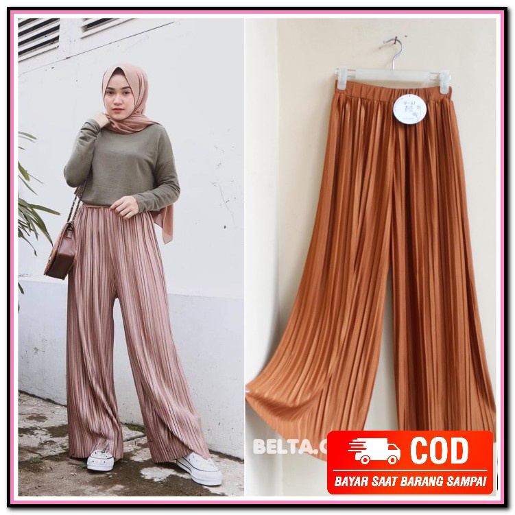 Kulot Ribon Pants/ Celna Kulot DM877 Yueshi Kulot Plisket  - Bata, All Size