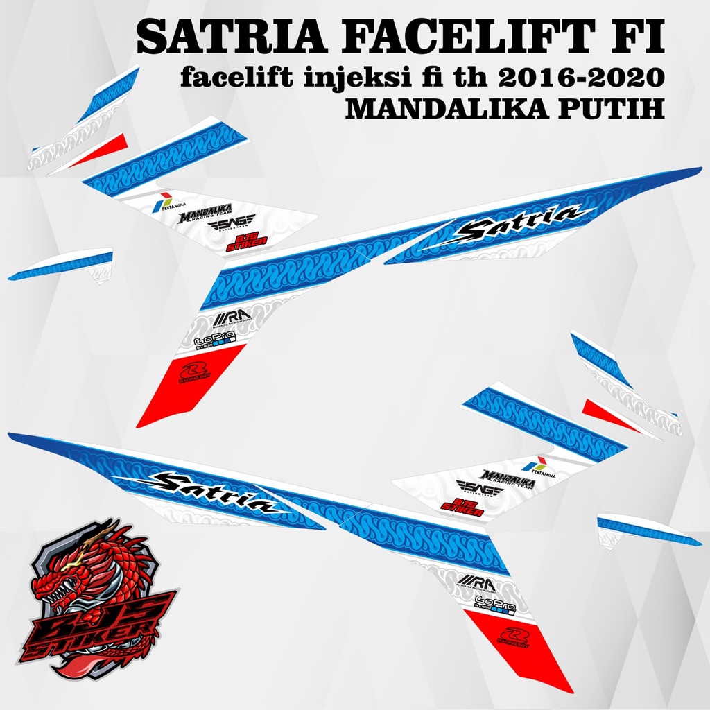 Striping satria fu injeksi- Stiker Decal satria injeksi satria fi satria 2016 - 2020 mandalika putih