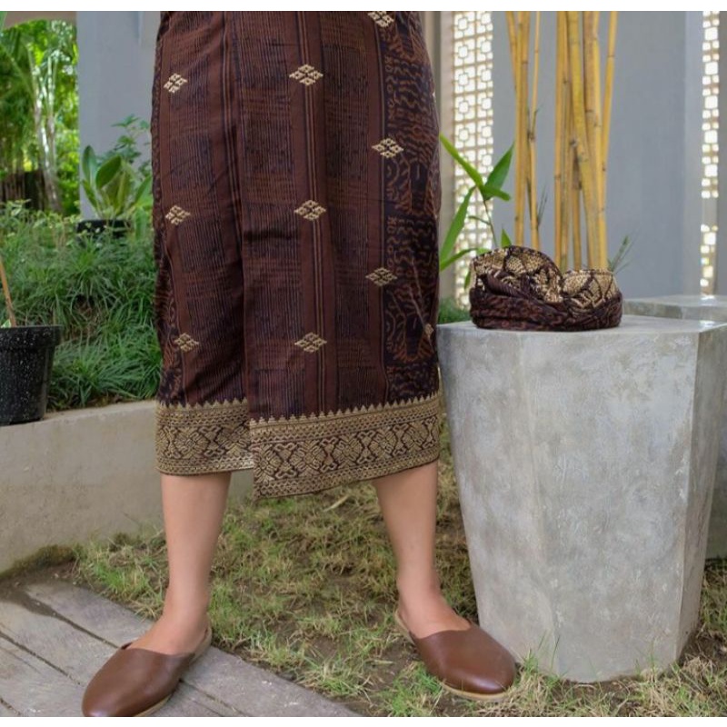 Saput udeng motif endek tretes emas/ Saputan / Saput Udeng bali Murah Bagus /