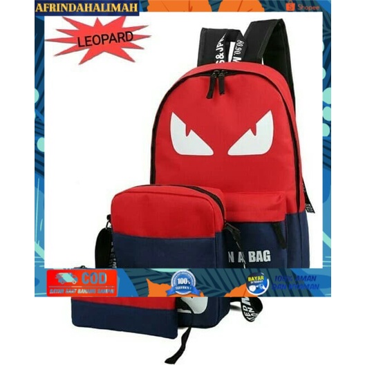 

{TERBARU} Tas Sekolah Anak Laki-Laki Set 3in1 Tas Backpack Sekolah - Merah