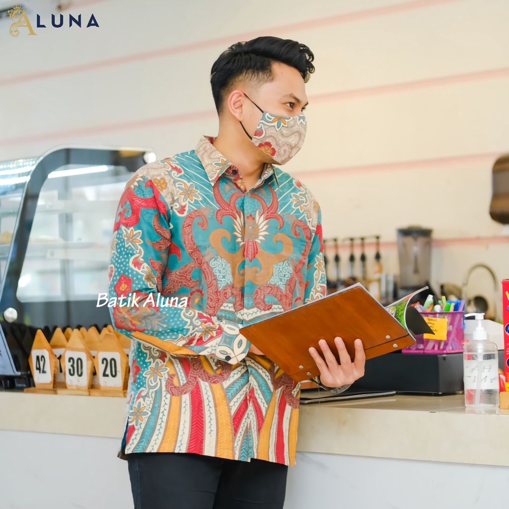 KEMEJA BATIK PRIA PREMIUM LENGAN PANJANG REGULAR BATIK ALUNA PCW 071