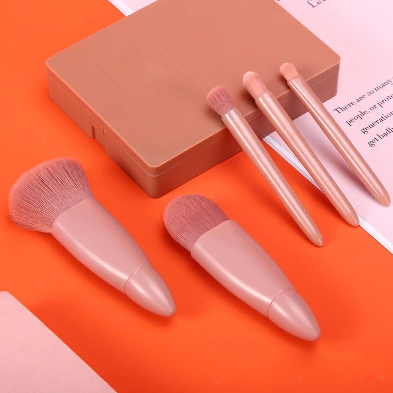 5pcs / Set Brush Mini Multifungsi Dengan Cermin Untuk Travel