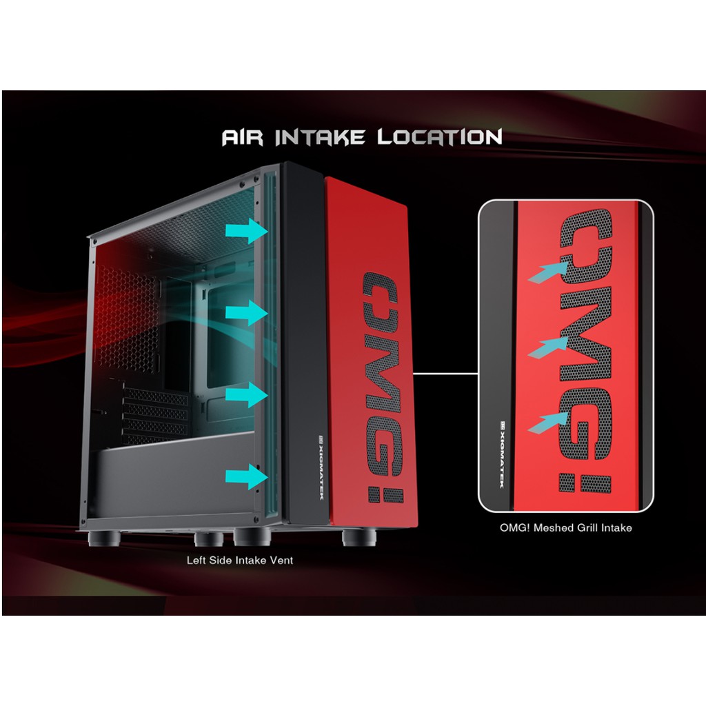 PC Case Gaming XigmaTek tempered glass OMG-AQUA-QUENN - Casing Komputer Micro Atx