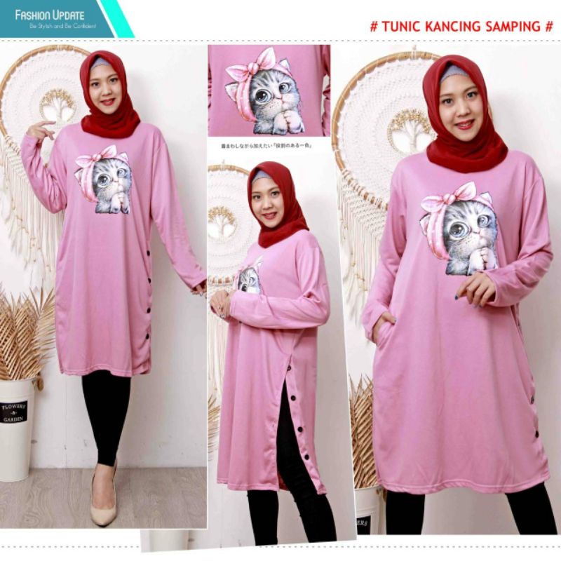 COD ATASAN TUNIK CUTE CAT FASHION WANITA MUSLIMAH