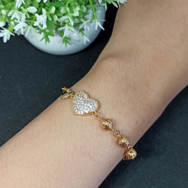 Gelang Yaxiya Love Zircon Mix Bola Gold G08175