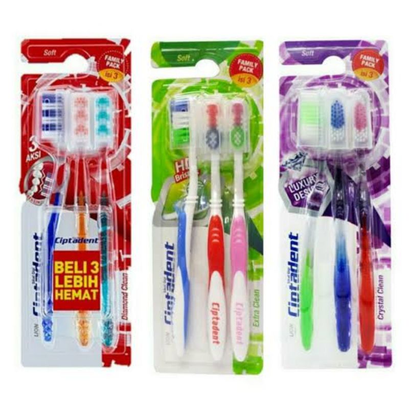 sikat gigi ciptadent isi 3 soft / sikat gigi isi 3