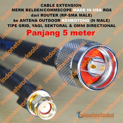 KENBOTONG CABLE KABEL COAX EXTENSION untuk ANTENA GRID SEKTORAL YAGI OMNI (5m)