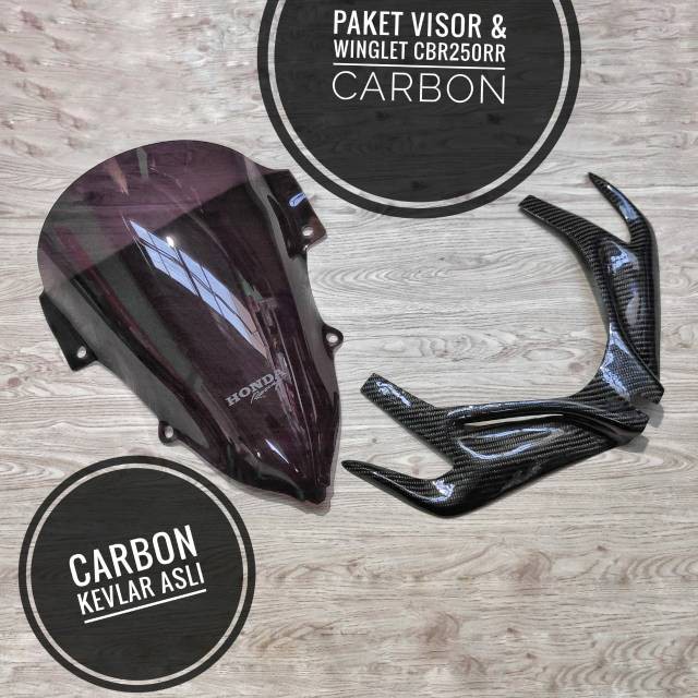 PAKET WHINSIELD CBR 250RR WINGLET CARBON CBR250RR KACA DEPAN CBR 250RR MIKA WINGLET CARBON CBR 250RR