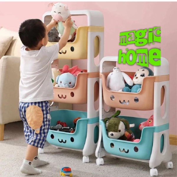 Promo Troli 3 Tingkat Rak mainan anak boneka buku Trolley Toys storage C03 Diskon