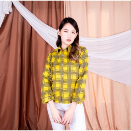 SF - Oversize Kemeja Oslin | Kemeja Oversize Wanita - Kemeja Korea - Kemeja Wanita Murah-KUNING