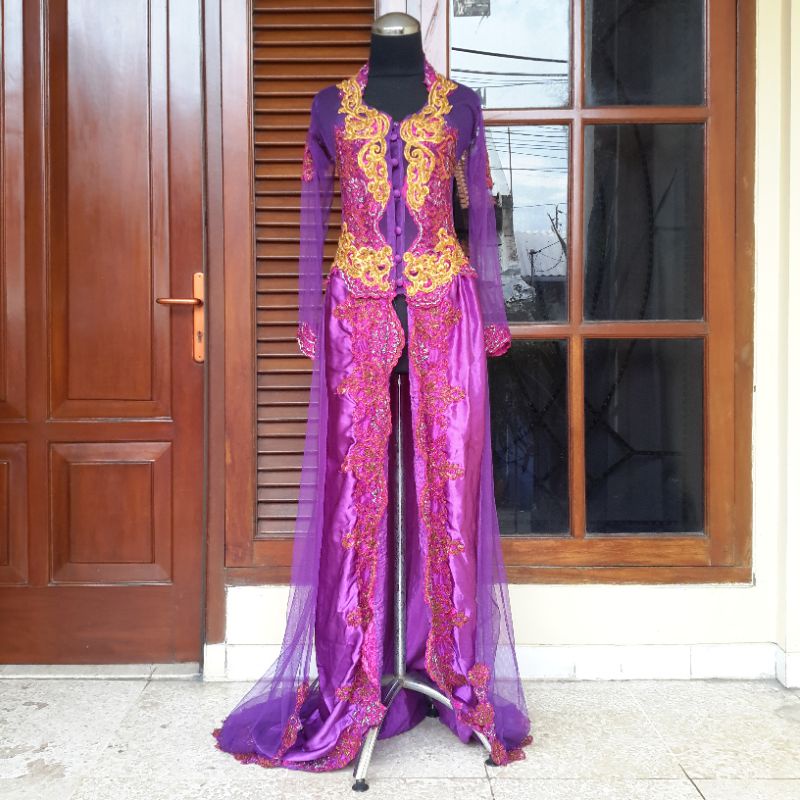 OBRAL Kebaya Pengantin ekor satin ungu, tosca, marun